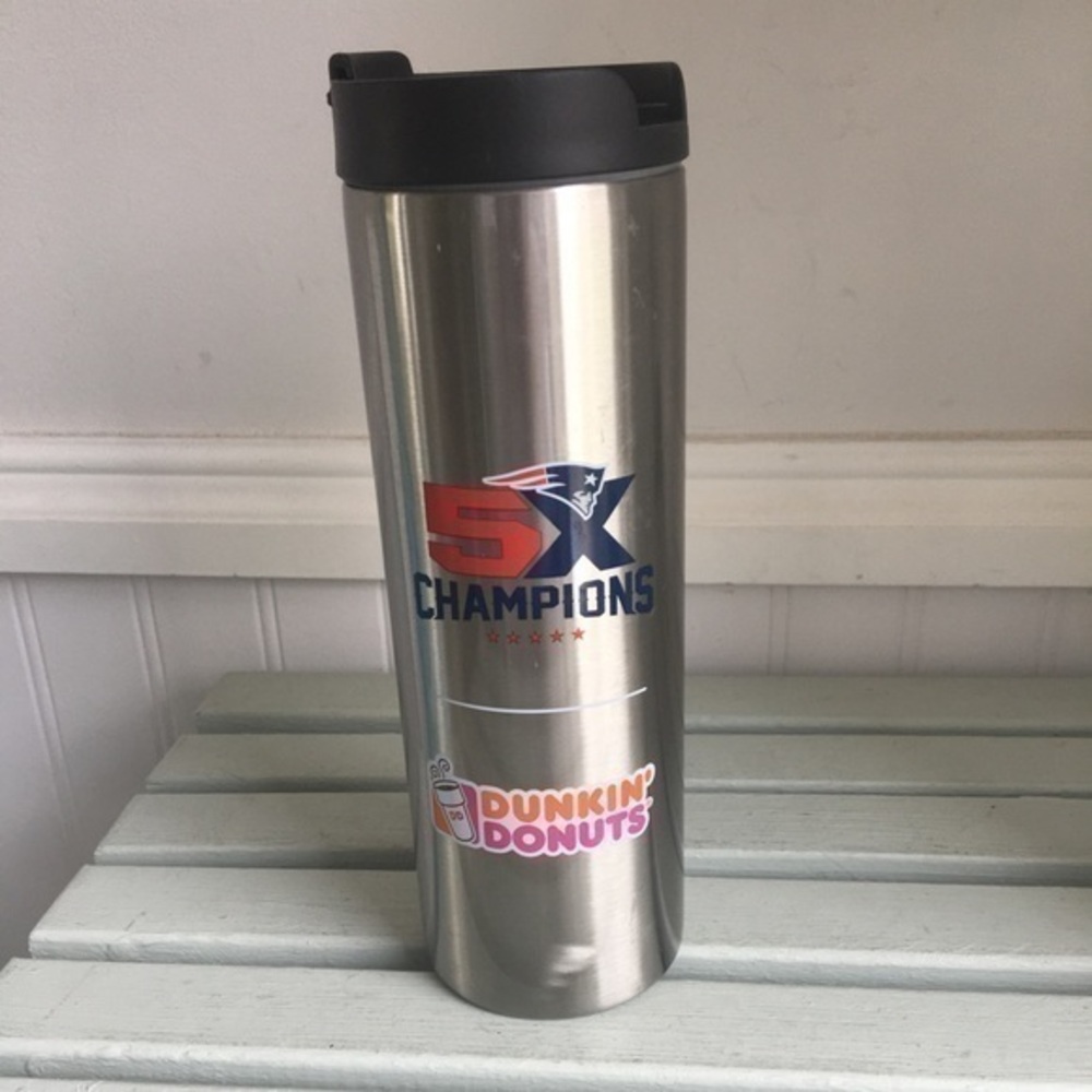 Dunkin Donuts 2017 NE Patriots 5X Champions Insulated Stainless Steel Tumbler